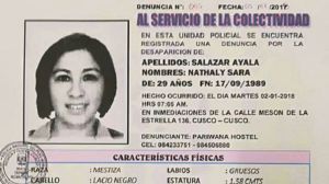 La Policía Nacional participa en Perú en las investigaciones por la desaparición de Nathaly Salazar