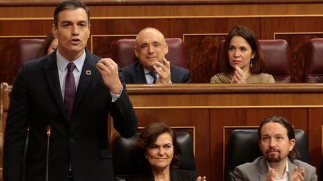 Pedro Sánchez y Pablo Iglesias en el Congreso de los Diputados