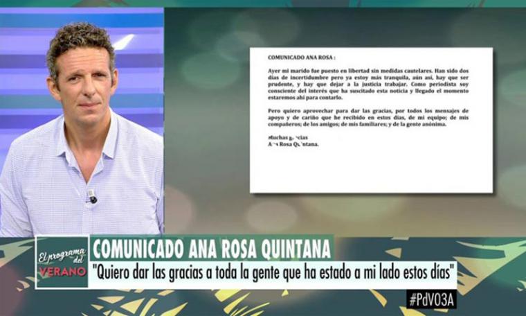 Comunicado oficial de Ana Rosa Quintana