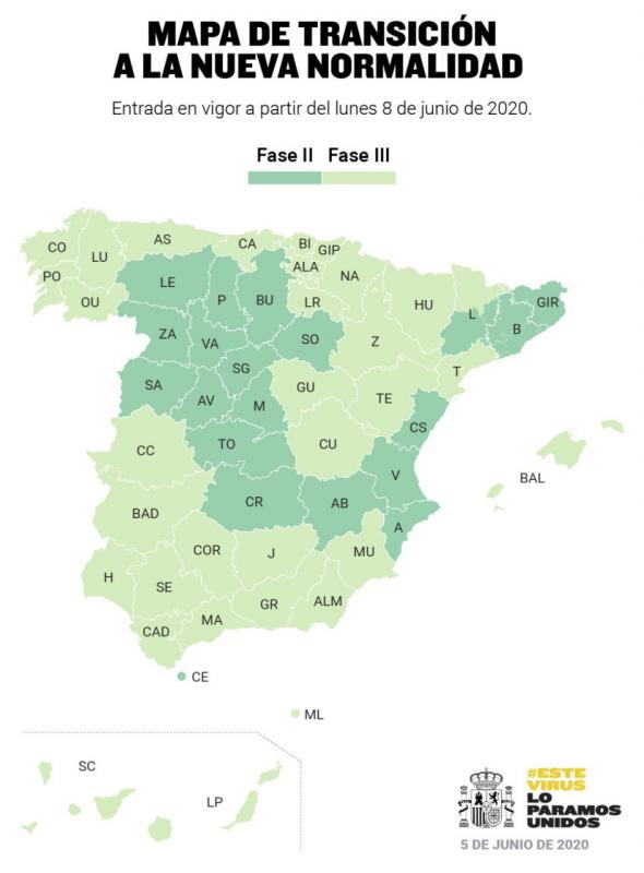 Más de la mitad de España pasará el lunes a la fase 3 de la desescalada