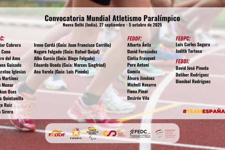 Cuatro atletas españoles lideran la delegación en el Mundial de Atletismo Paralímpico en Nueva Delhi