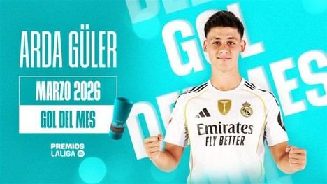 Arda Güler gana el premio al Mejor Gol de LALIGA EA SPORTS en marzo