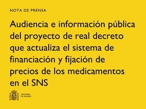 Sanidad inicia audiencia pública para la reforma del sistema de precios de medicamentos