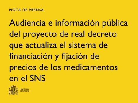Sanidad inicia audiencia pública para la reforma del sistema de precios de medicamentos